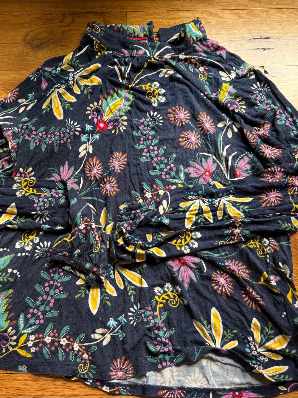 Boden Navy Floral-Print Long Sleeve Shirt
